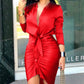 Women's Lace-up Midi Shirt, Elegant Fashion Party Dress