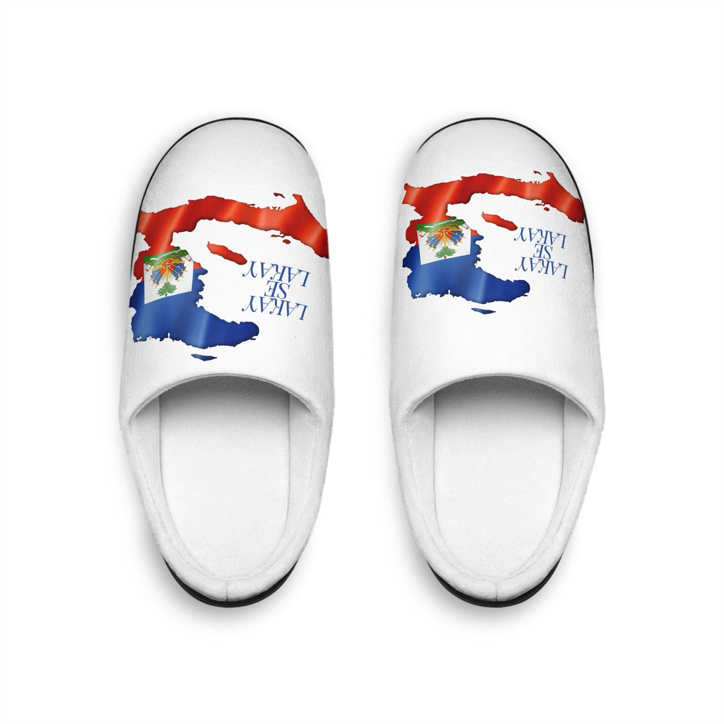 Cozy Men's Indoor Slippers with Haitian Flag Design – Perfect for Relaxation