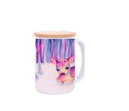 Deer Dreams Mug — Holiday Edition (with Bamboo Lid + Spoon)