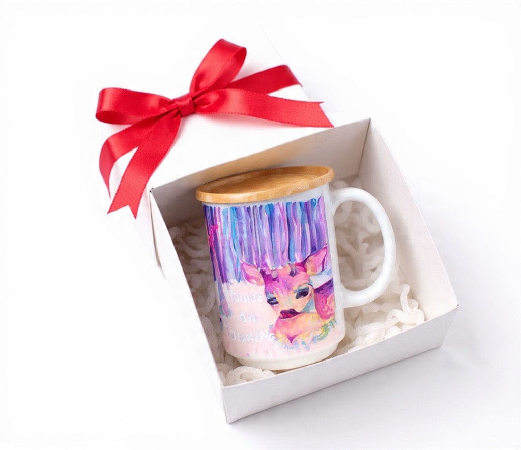 Deer Dreams Mug — Holiday Edition (with Bamboo Lid + Spoon)