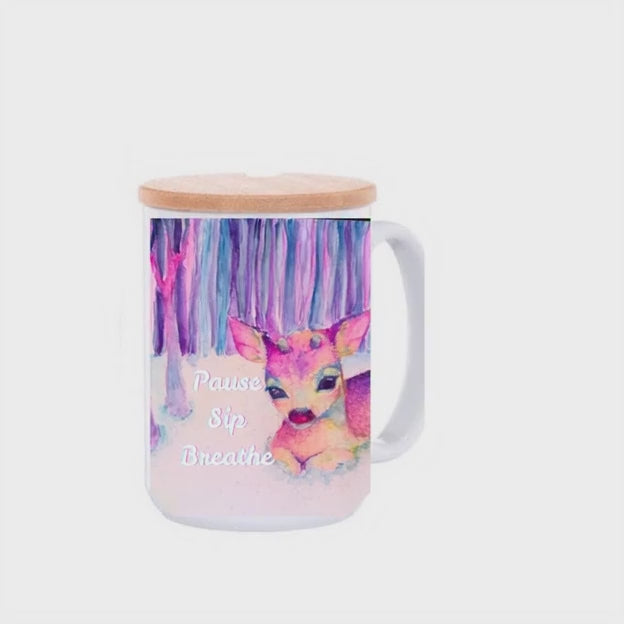 Deer Dreams Mug – Holiday Edition with Bamboo Lid & Spoon | Optional Personalization